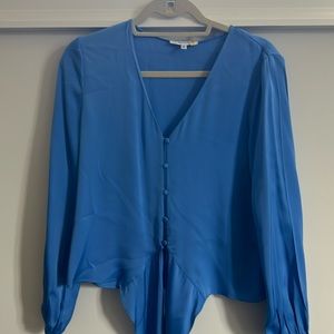 Blue Tie Bottom Blouse